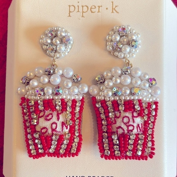 Brand New Piper K Hand Beaded Movie Popcorn Drop Earrings - Picture 2 of 11